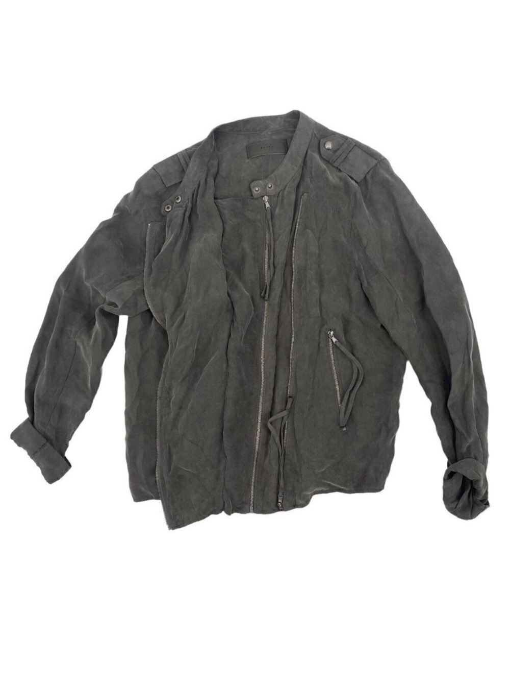 BLANKNYC Size Small Vegan Suede Grey Paystub Jacket Full Zip